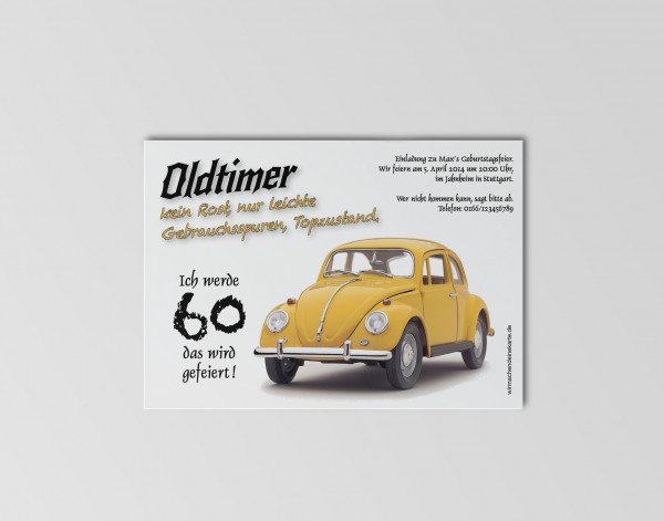 Einladungskarte alter Käfer Oldtimer
